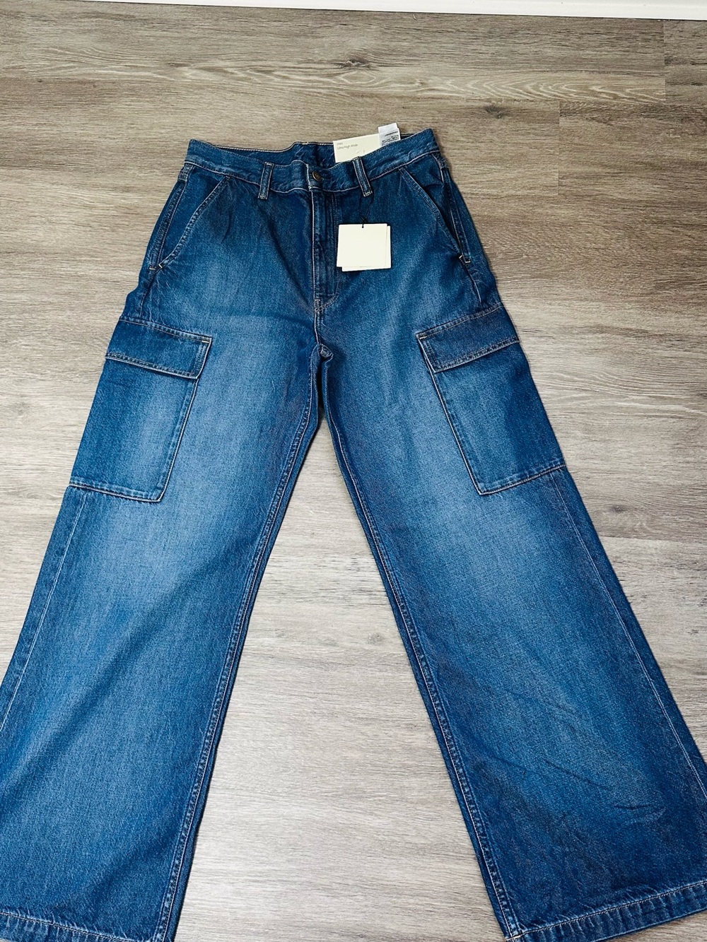 Calvin Klein Blue Bootcut Cargo Jeans